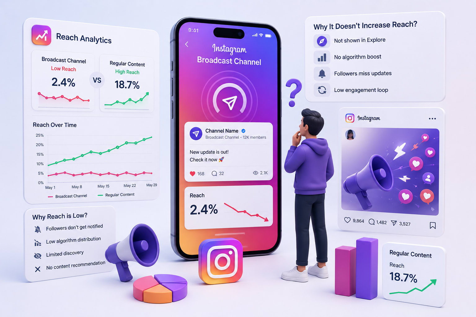 ¿Por qué tu canal de difusión de Instagram no aumenta tu alcance?