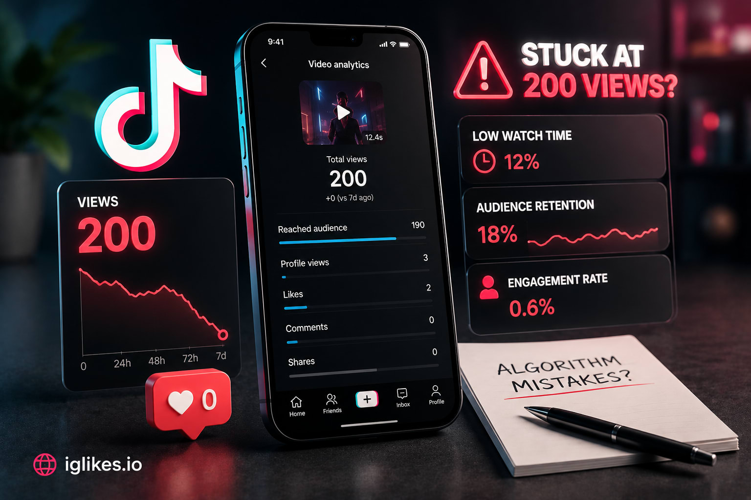 Errores con el algoritmo de TikTok que te dejan en 200 vistas